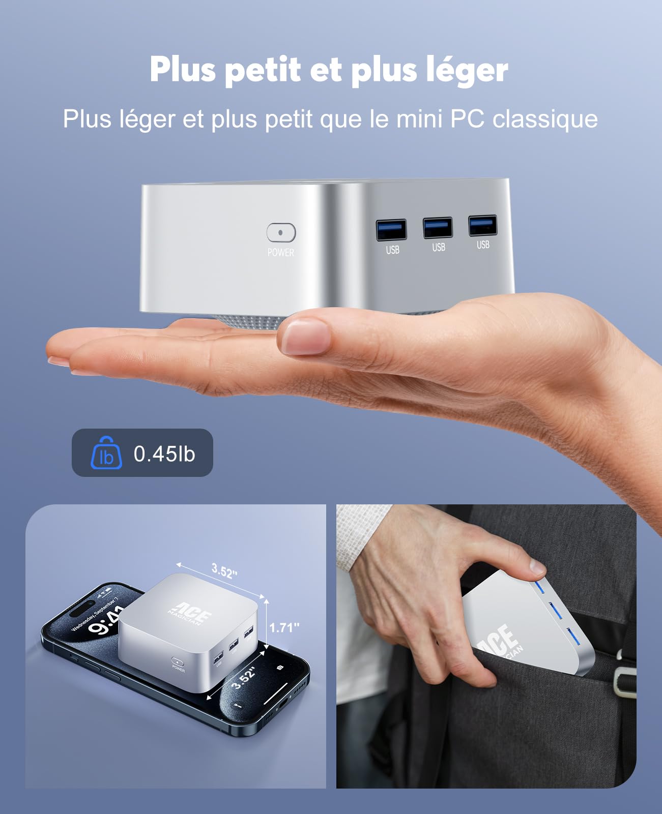 ACEMAGICIAN T8Plus Mini PC 12ème génération I-ntel Alder Lake N100