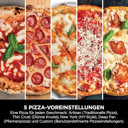 Ninja Artisan Outdoor-Pizzaofen und Heißluftfritteuse, 4 Funktionen: Pizza, Air Fry, Bake, Prove, 5 Pizzaeinst., mit 30 cm Pizzastein, Pizzaschale, Backblech, Heißluft-Fritteusen-Korb, Grau MO201EU