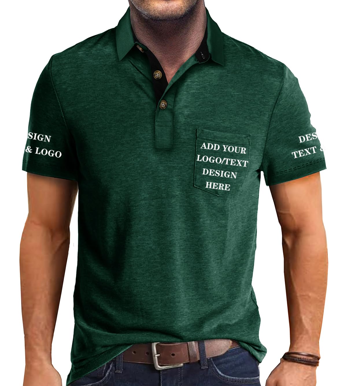 AMOFACIO Custom Polo Shirts for Men Short/Long Sleeve Customized Golf Shirt Design Your Own Personalized T-Shirt with Pocket
