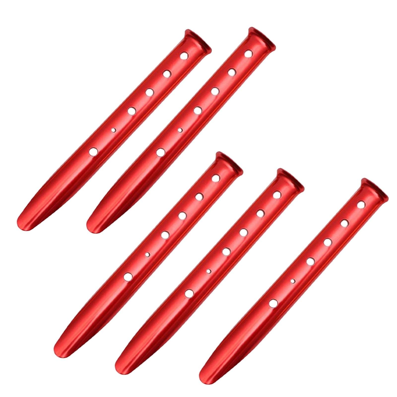 5x Portable Tent Stakes Pegs Ground Nails Snow Camping Red 31cm