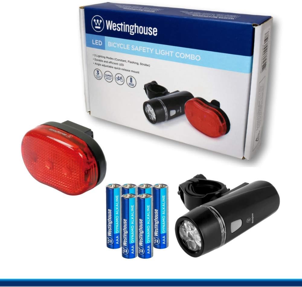 Westinghouse Bicycle Light Combo Set, 5 LED Headlight, 3