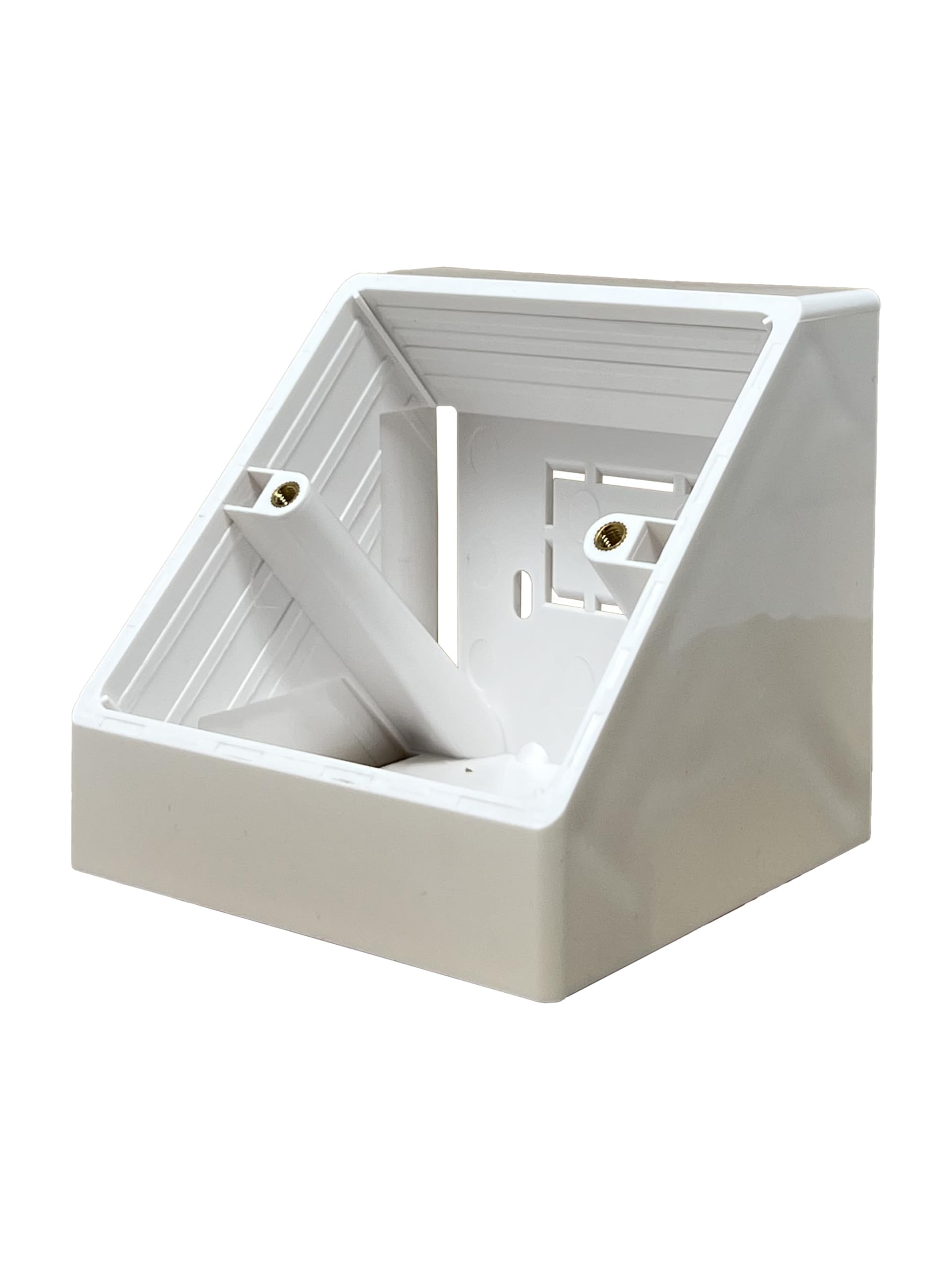Evoges White 45 Degree Angled Surface Mount Pattress Electrical Back Box, For Work Bench (1 Gang Single)