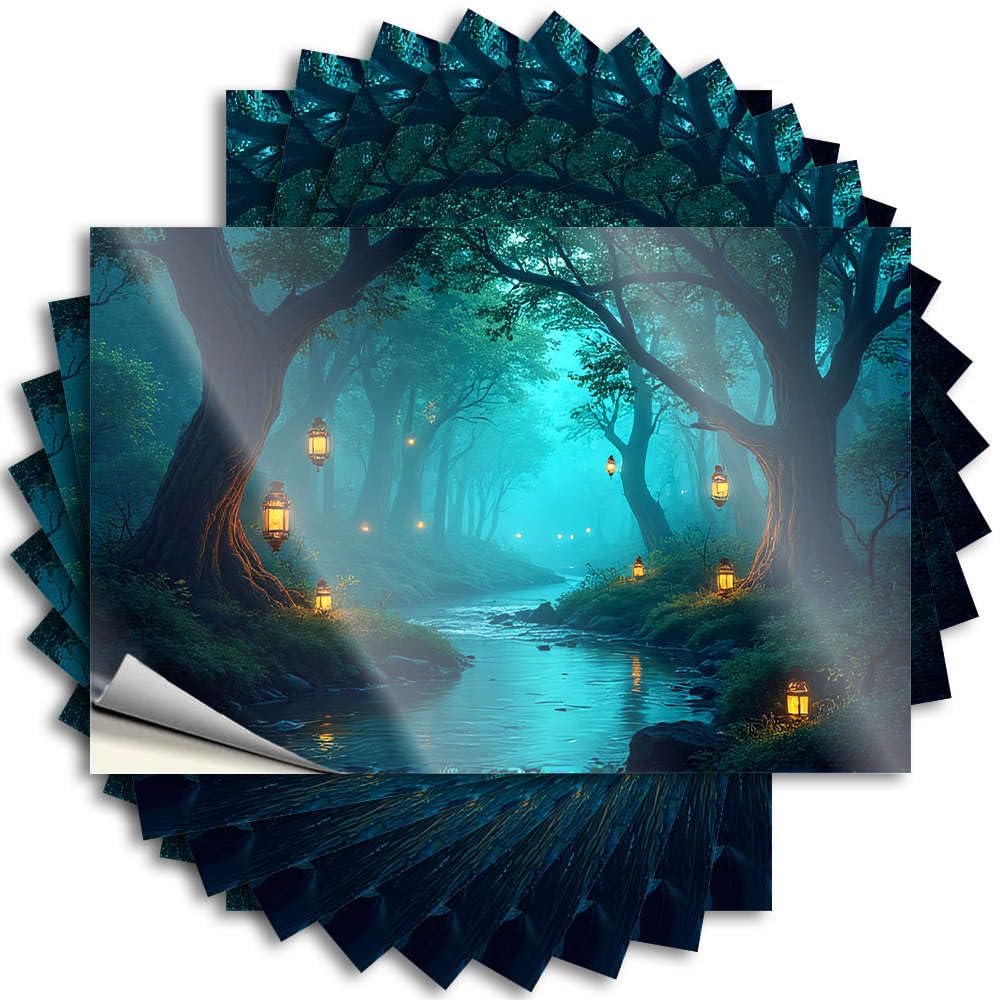 Sports Tumbler Quote | Enchanted Forest Path with Glowing Lanterns Vintage for Boss Decor(12X18CM)