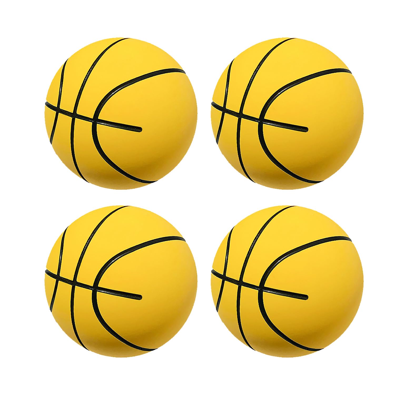 Mini Foam Basketball 2.4 inch 4 Pack for Toddlers to Throw Squeeze Squish,Cute Small Soprts Ball Party Decoration,Boys Girls Gift or Adults Stress Relief Toy Yellow