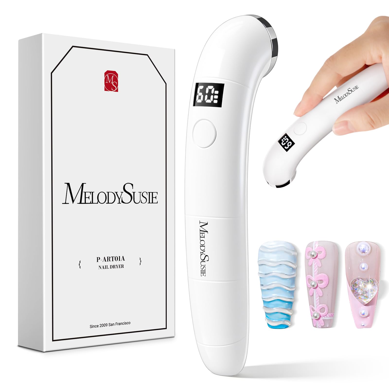 MelodySusie Handheld Flash Cure Nail Lamp P-ART01A Cordless Mini Nail Light