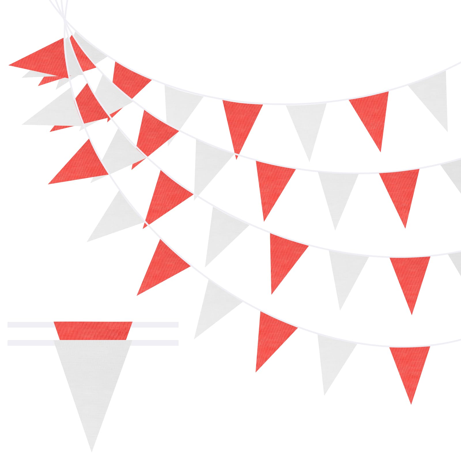 Wimpel Banner Flaggen Dreiecksbanner Flaggen Girlande Wimpelschnur – passend für (Hochzeit – Geburtstag – Karneval Event – Party – Dekoration) Medium & 79,9 m & 2 Pack & Rot/Weiß
