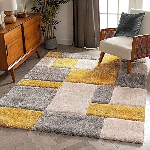 Image of Soft Modern Shag Area Rugs Fluffy Living Room Carpet Comfy Bedroom Home Decorate Floor Kids Playing Mat Size 5x5 Feet Round Color Multi F