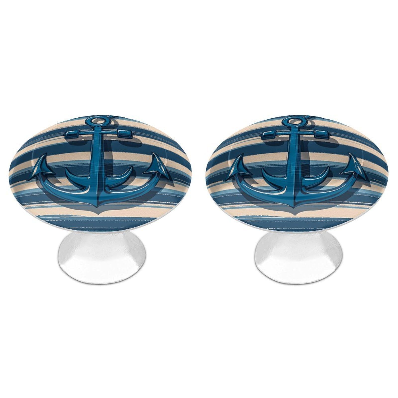 QMNLKH Anchor Cabinet Knobs for Home, Round Drawer Pulls for Kitchen, Personalized Cupboard Handles with Screw, Fashion Dresser Knobs for Office, Drawer Handles, 2 Packs