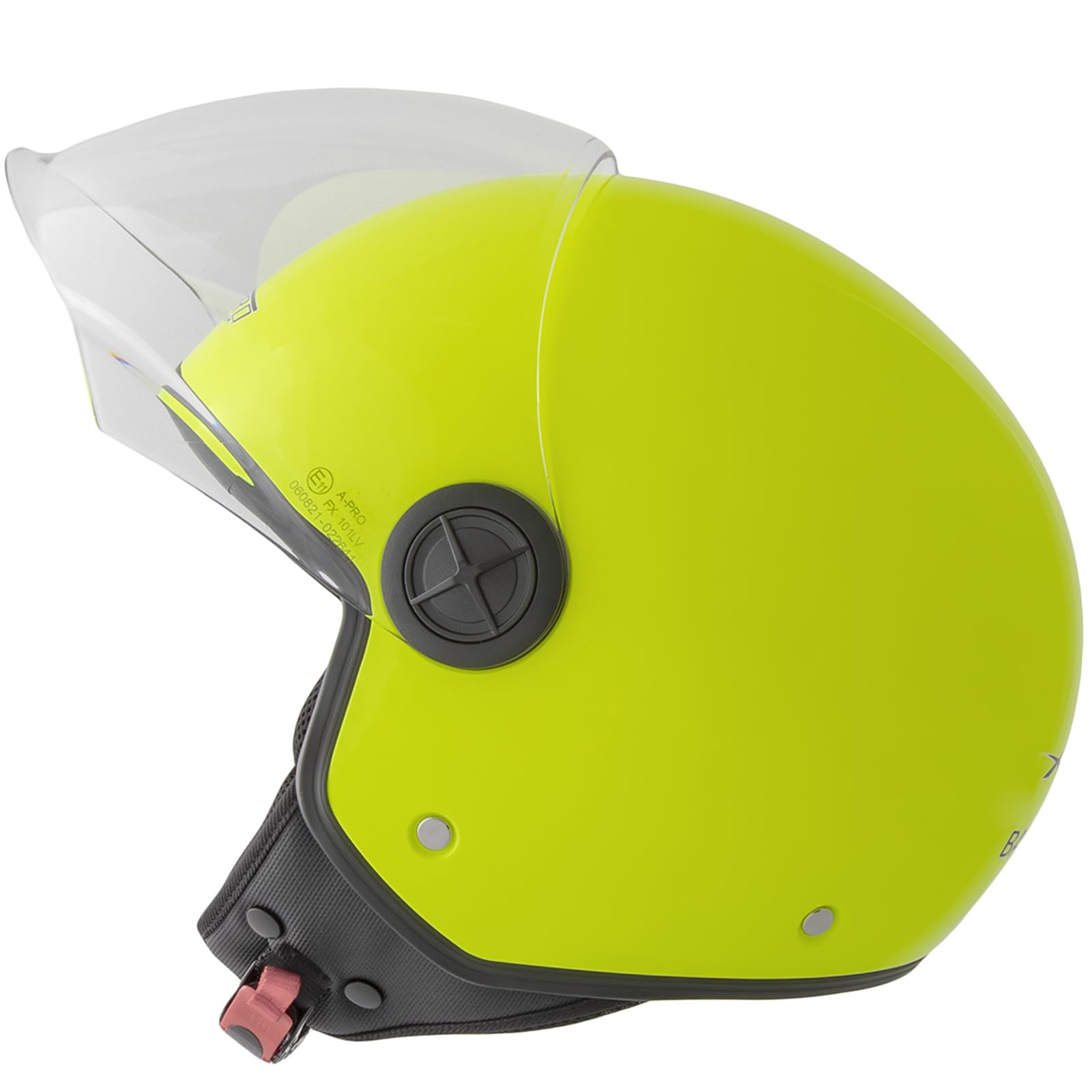 Casque Jet Moto Scooter Quad avec Visiere ECE 22 A-Pro Jaune Fluo Poli XL