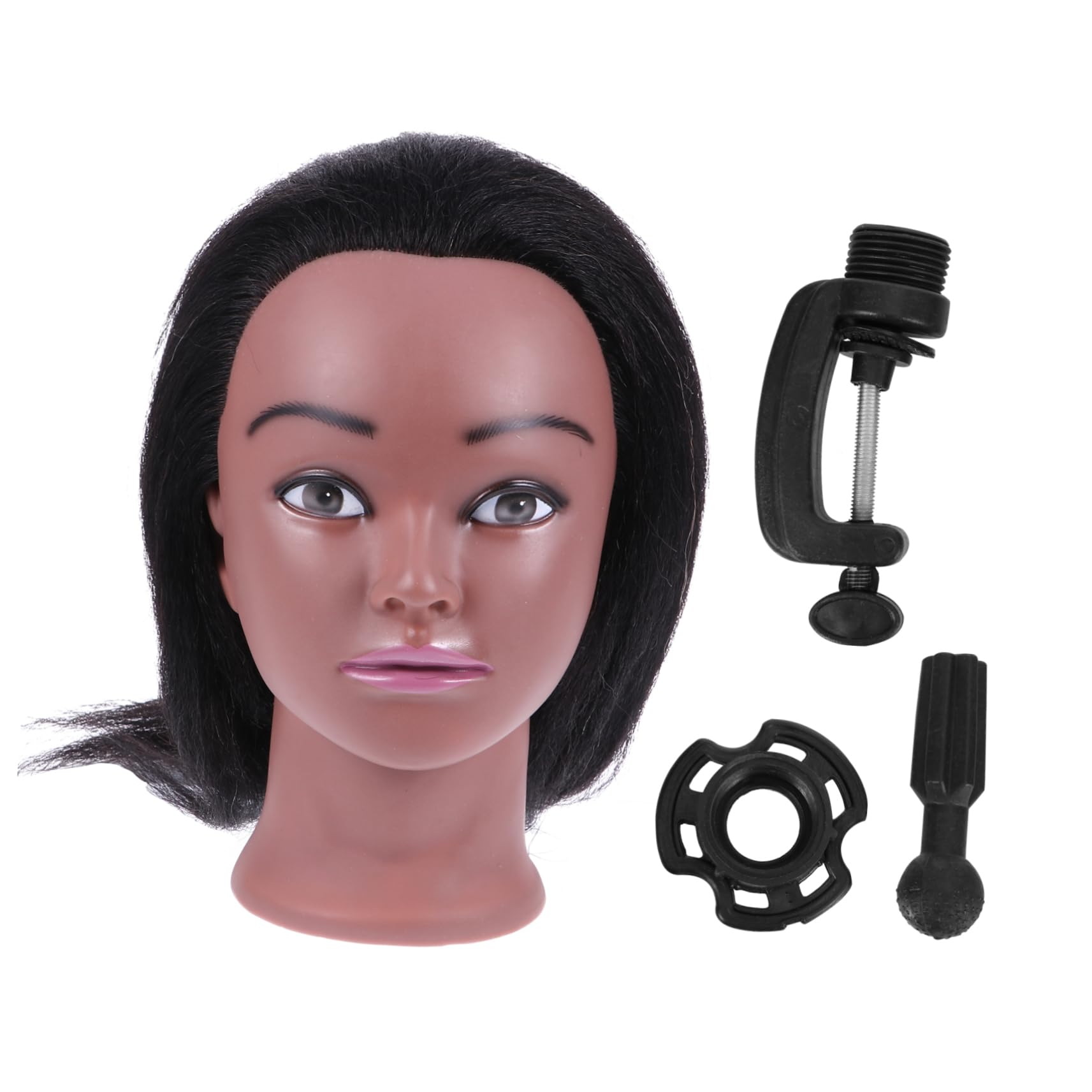 Mannequin de coiffure tresses et tête de poupée cosmétologie noire lisse VICASKY en école - 8