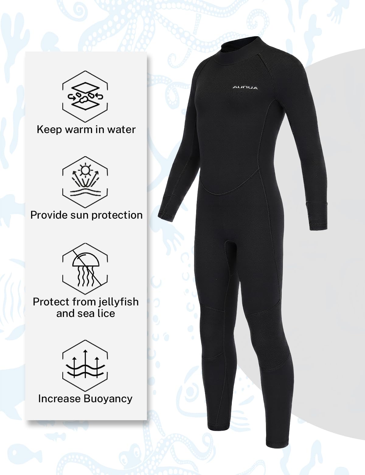 Amazon.com: Aunua Kids Wetsuit for Youth Boys Girls, 3/2mm Full