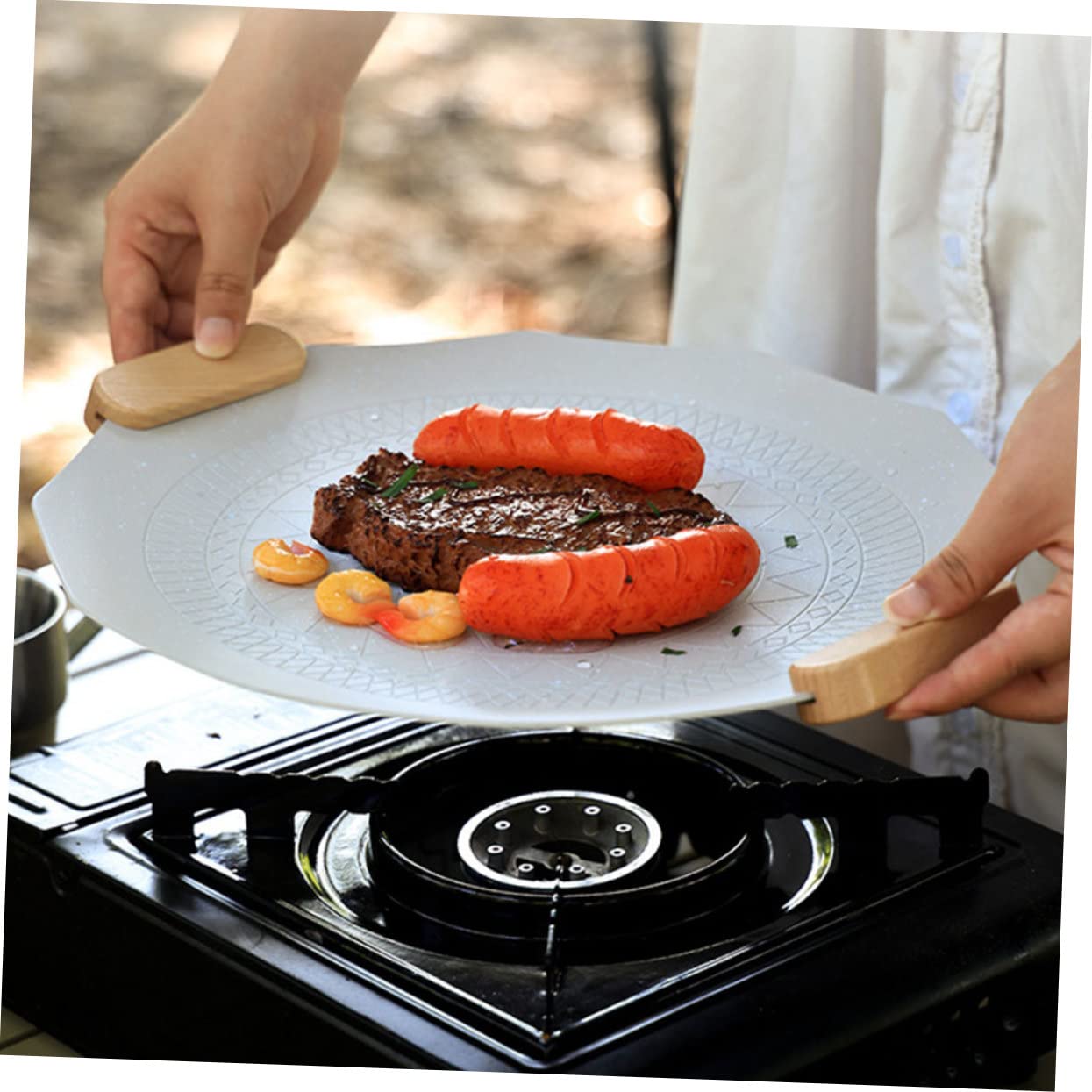 HEMOTON Piastra Da Barbecue Antiaderente Per Grigliate All Aperto Per Pesce e Verdure Design Compatto e Resistente