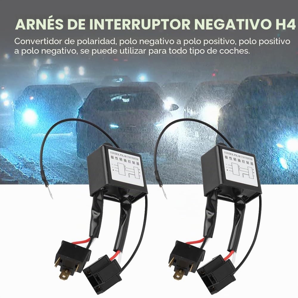 Convertidor de Polaridad, 2 Piezas Convertidor Negativo de Aleación LED, Adaptador de Arnés de Interruptor Negativo, Inversor Polaridad para H4