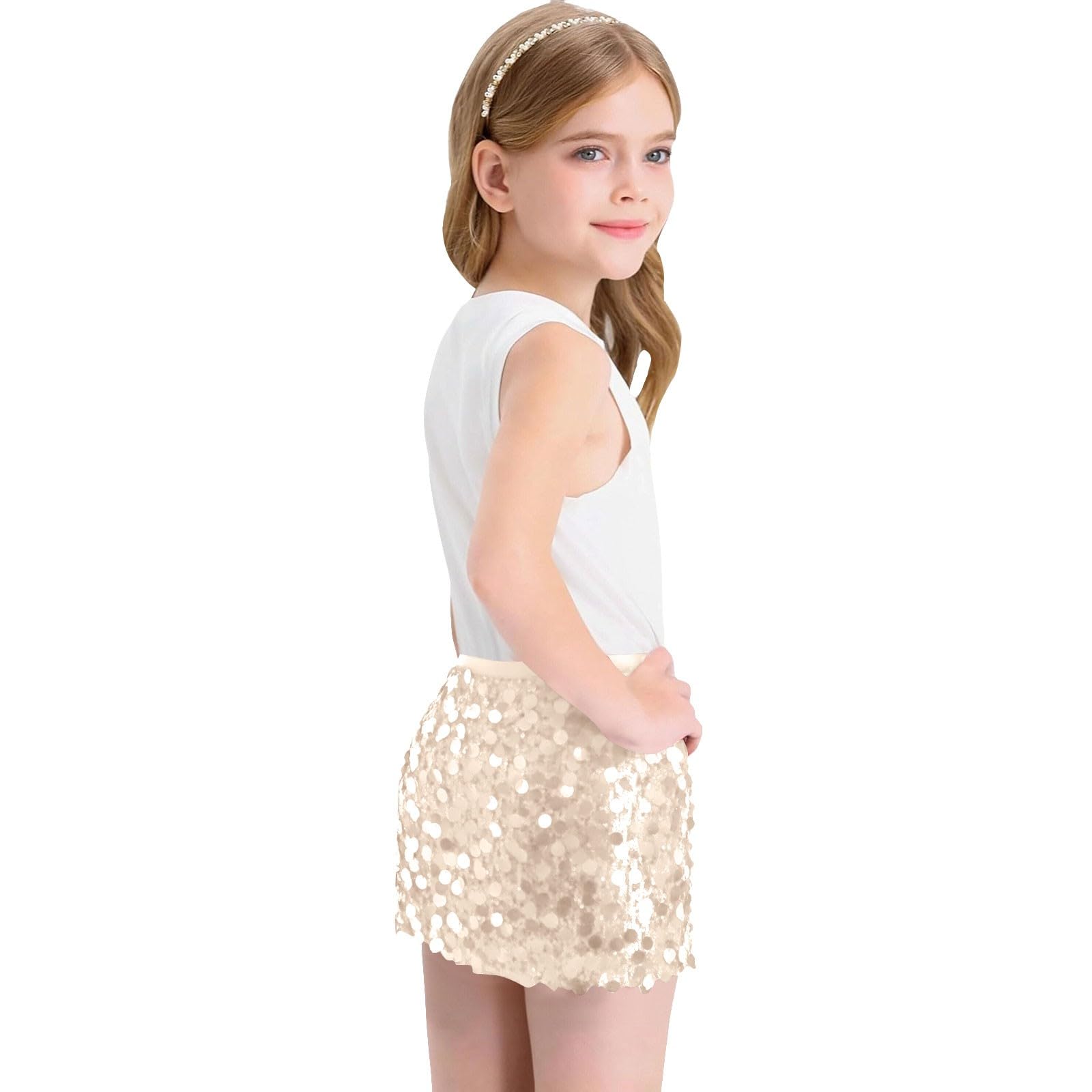 Rock Kinder mädchen Glitzerrock Mädchen Pailletten Rock Elastischer Bund Funkelnde Glitzer Plissee Skorts mit Futter für Kinder Tanz Prinzessinnen Pailletten Gold