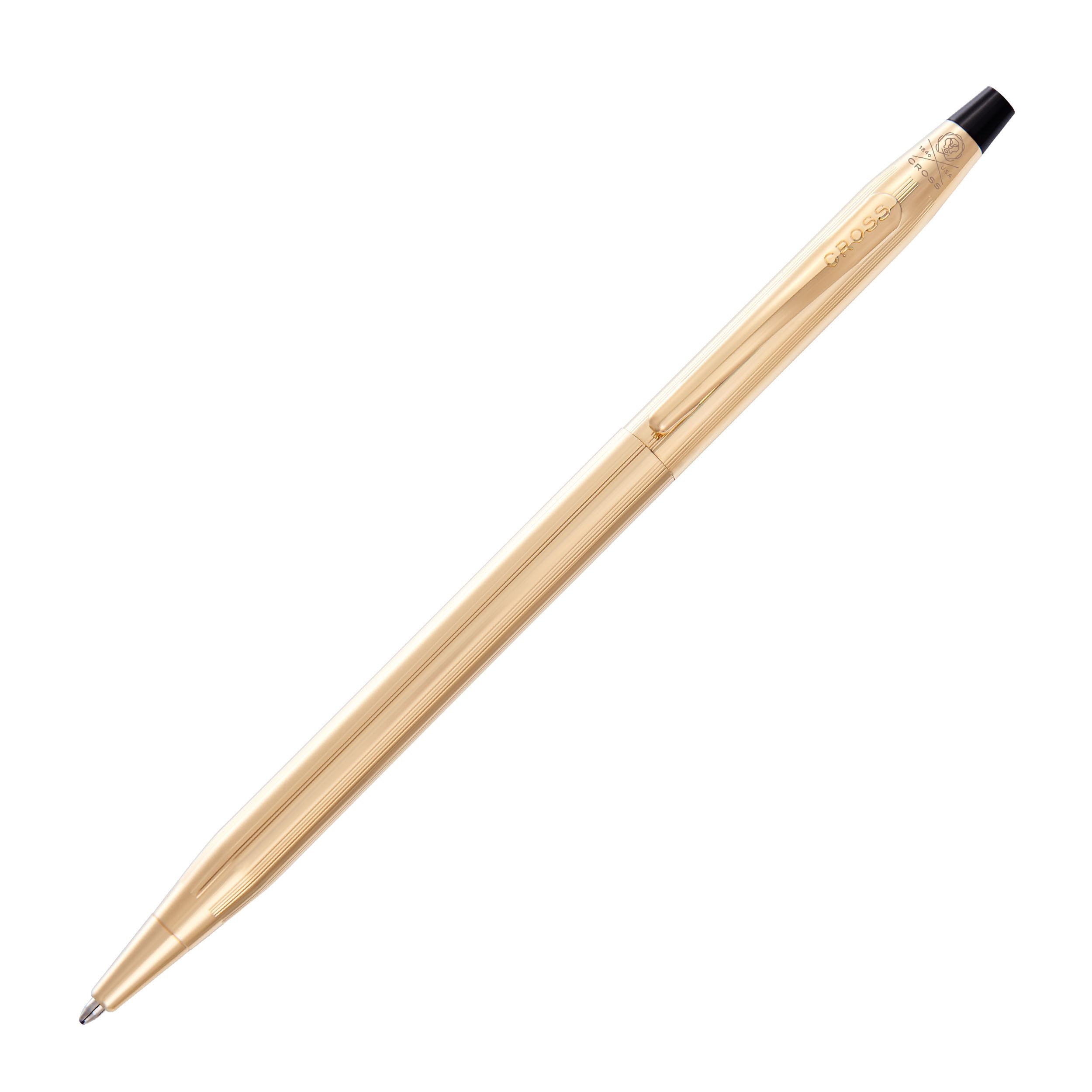 CROSS Classic Century - Penna a sfera ricaricabile in metallo, con punta a sfera media placcata oro 23 carati, con confezione regalo premium e cartuccia nera, confezione da 1, colore: Oro
