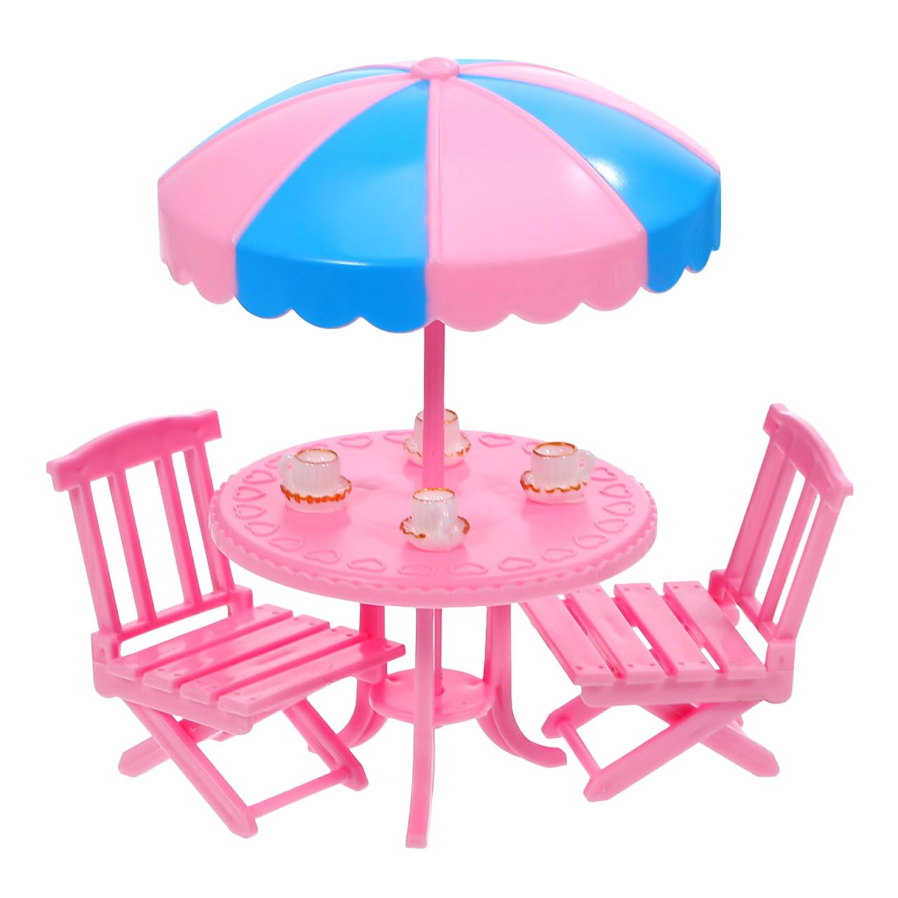 BESPORTBLE Dollhouse Furniture Set Miniature Table Chair Set with 4 Mini Mugs Realistic Resin Miniature Dollhouse Accessories for Landscape Decoration