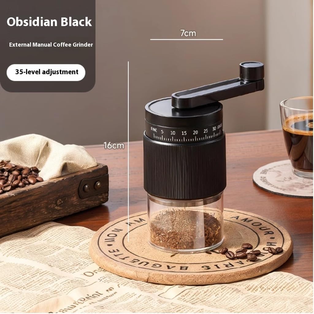 Manual Coffee Grinder, Premium Conical Burr Mill with 18 Adjustable Settings - Portable Hand Crank Bean Grinder for Espresso, French Press, Turkish Coffee, Includes Brush, Scoop & 100 Filters (black)