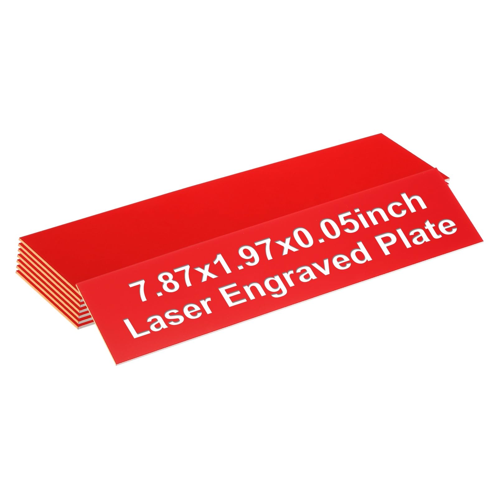 PATIKIL Blank Name Plates, 7.87x1.97" Engraved Name Plates Name Plate Personalized Custom Door Signs Desk Tags for Office Classroom, Red Color White Letter, 8 Pcs