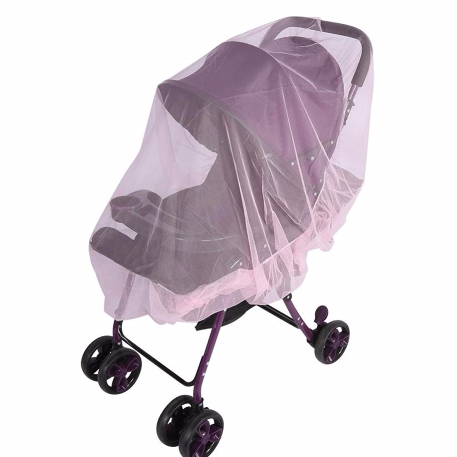 Pram Mosquito Net Universal Stroller Mosquito Mesh Net Baby Carriage Insect Net White Fly Bug Net Full Cover Mosquito Net with Elastic Band for Pram, Pushchair, Buggy, Carrycot, Cradle, Travel Cot