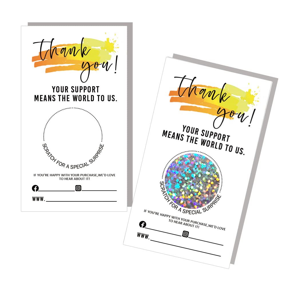 Wanyeer Thank you Scratch Off Cards Package Inserts,Small Business Thank You,50 Pack 2 X 3.5” Customer Thank You Cards,Scratch Off Game Cards,Business ...