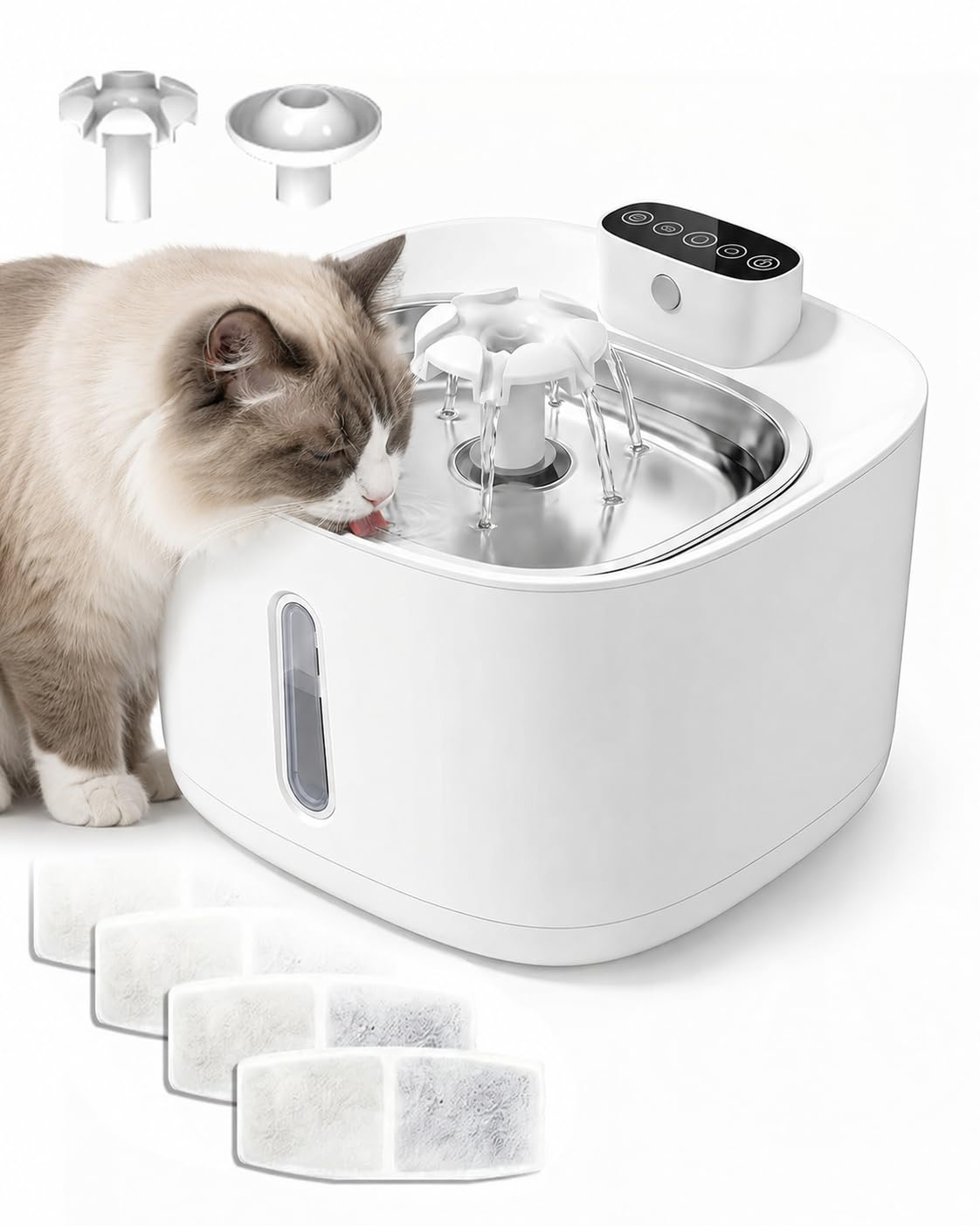3,2L Fontaine à Eau pour Chat sans Fil Rechargeable 4000mAh, 3 Modes Intelligents, Détecteur de Mouvement, Filtration Avancée, Silencieux Fontaine à Eau Automatique, Filtre 5 Étapes, sans BPA