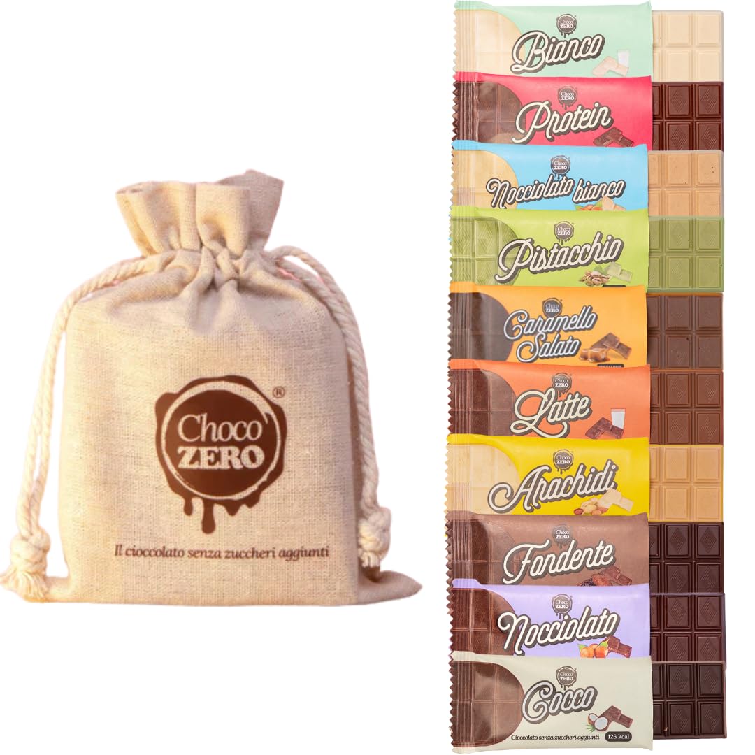 Choco Zero Tavolette di Cioccolato Senza Zuccheri Aggiunti 25g Cioccolato Senza Zucchero per Spuntino Palestra Senza Glutine Low Carbs (Assortiti, Mix Pack)