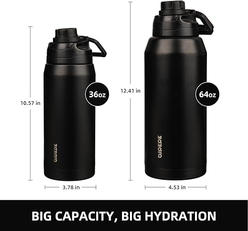 Miniatura 4 de BJPKPK Botella de agua de medio galón, botellas aisladas de 64 onzas, boca ancha, jarra de agua grande de acero inoxidable con tapa de boquilla a