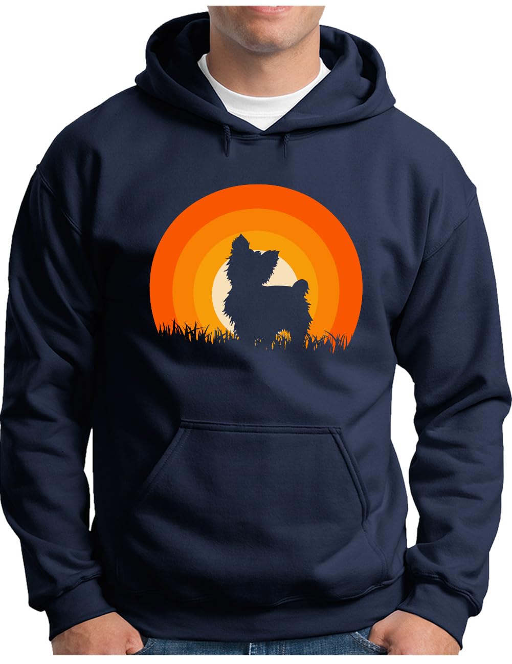 Pull à capuche rétro sunset pour homme sweat Yorkshire Terrier idéal pour balade et détente - 5