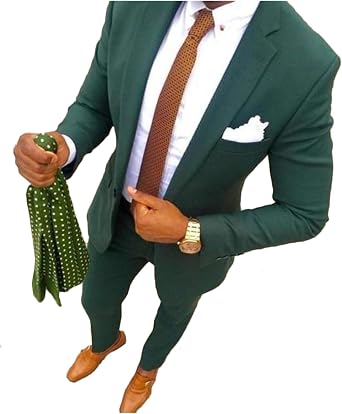 Wemaliyzd Mens 2 Pieces Casual Suit 1 Button Jacket Finished Bottom Pants