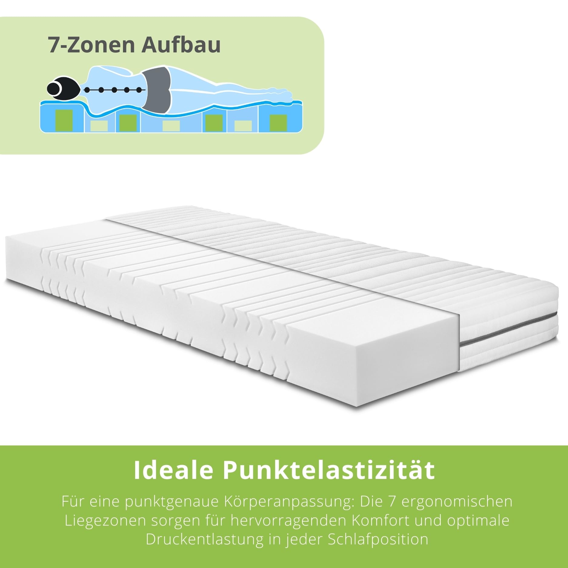 Bodyprotect Kaltschaummatratze Vital Protect 140x200 cm, orthopädische 7-Zonen Matratze Härtegrad H3 fest, Oeko-TEX, ergonomische Schaumstoffmatratze Höhe 18 cm, Made in EU