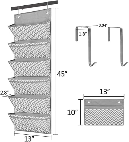 Vista 25 de Eamay Organizador de archivos colgantes para montaje en pared, tabla de bolsillo de almacenamiento para colocar sobre la puerta, suministros de 6
