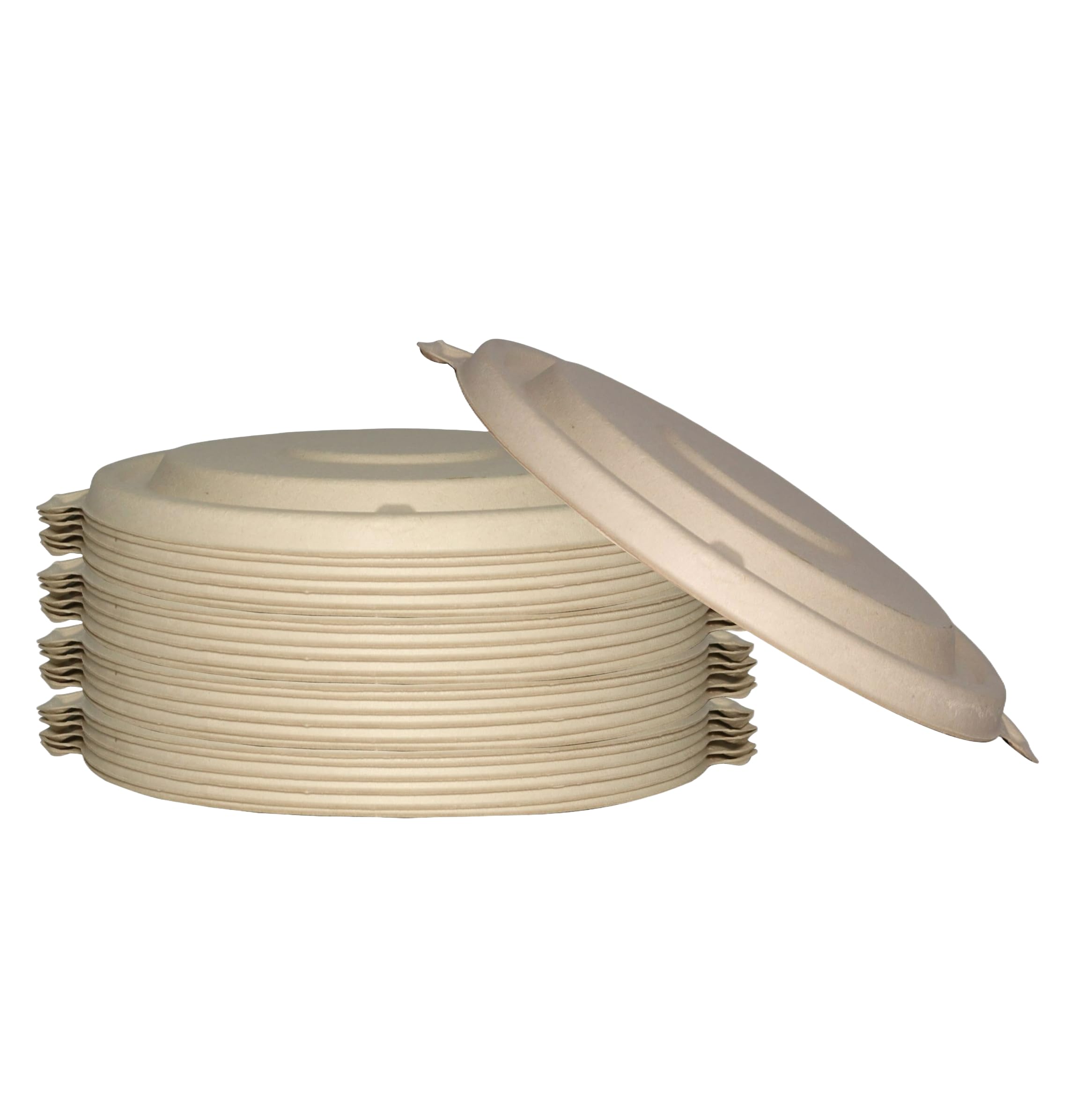 Compostable Fiber Lid for 24oz, 32oz, 40oz Round Bowls – Eco-Friendly, Durable, Leak-Resistant, Sustainable Paper Lid for Takeout, and Food Storage – Biodegradable & Sturdy Disposable Cover (500)