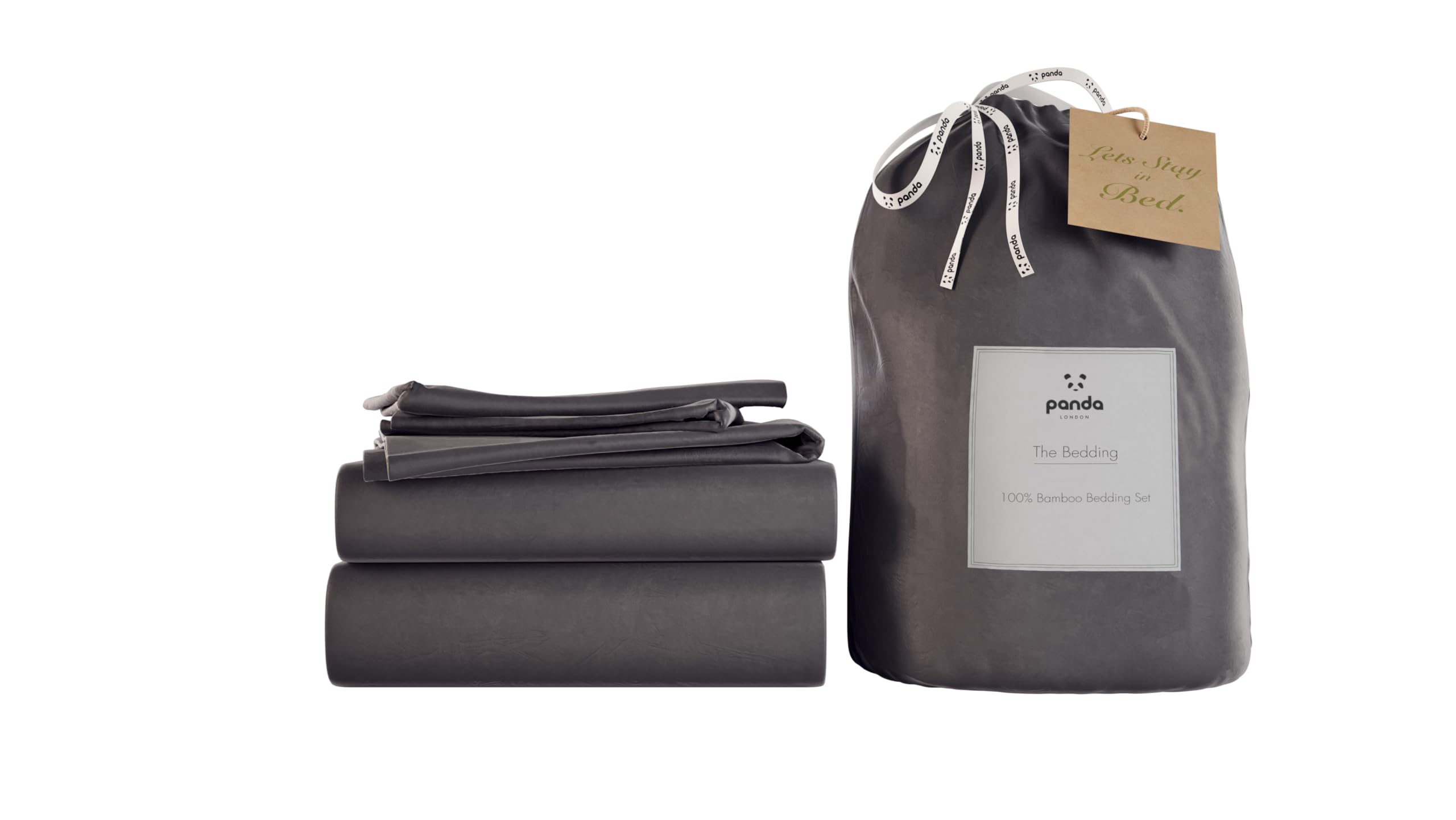 Panda® 100% Bamboo UK Double Complete Bedding Set, Urban Grey | Duvet Cover, Fitted Sheet, Pillow Cases | Soft, Breathable, Hypoallergenic | Luxury High Thread Count | Moisture-Wicking — image 1