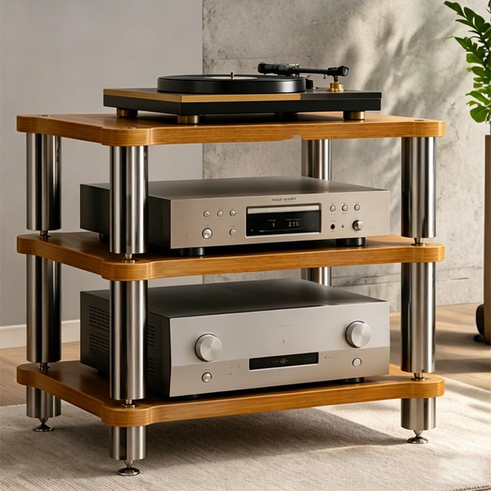 Media Racks, Stereo Equipment Rack AV Media Stand 3-Tier Open Design Hifi