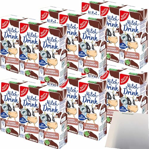 Gut&Günstig Milchdrink Schoko vollmundiger Schokogeschmack mit fettarmer Milch und Papier-Trinkhalm 6er Pack (18x200ml) + usy Block