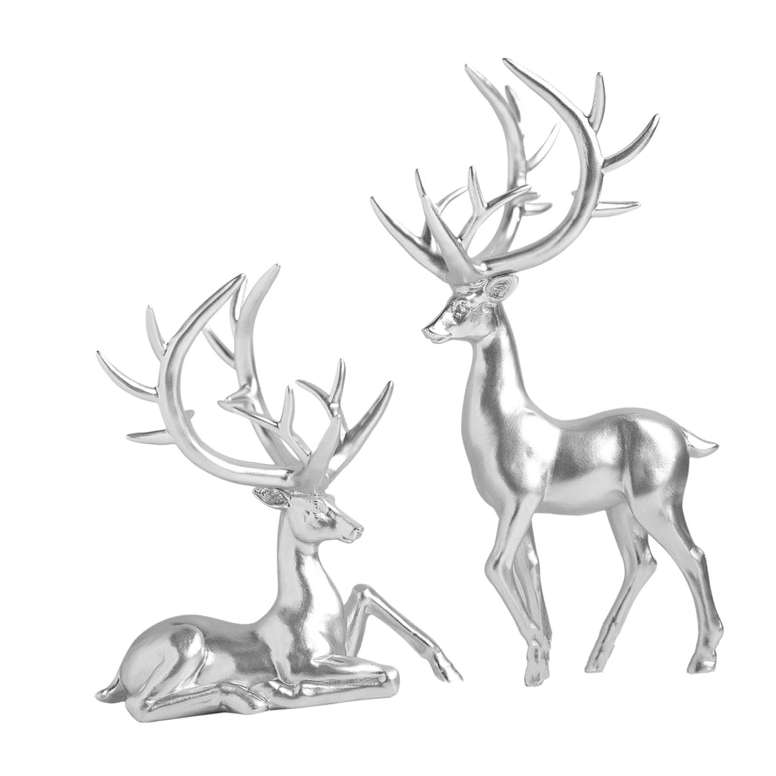 X-Institute Luxuriously Resin Deer Figurines Handcraft Figure Sculpture for Elegant Homes and Decoration Desk Display Resin Figurine