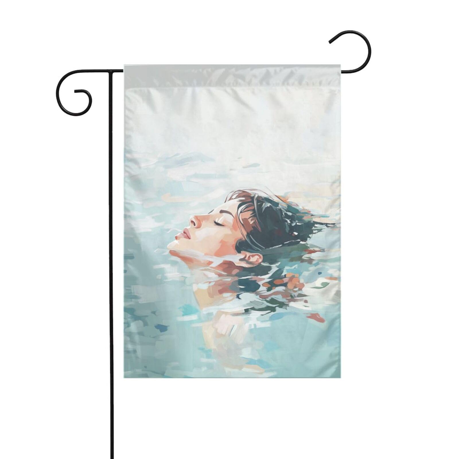 Abstract Woman Swimming In The Sea Garden Flag 12x18 Vertical Double Sided Farmhouse Holiday Outside Decorations Yard Flag