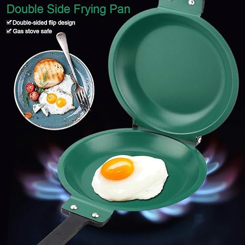 Miniatura 5 de Sartén, sartén de doble cara antiadherente plegable sartén plegable para hacer panqueques de huevo frito, sartén antiadherente para gas, eléctrica,