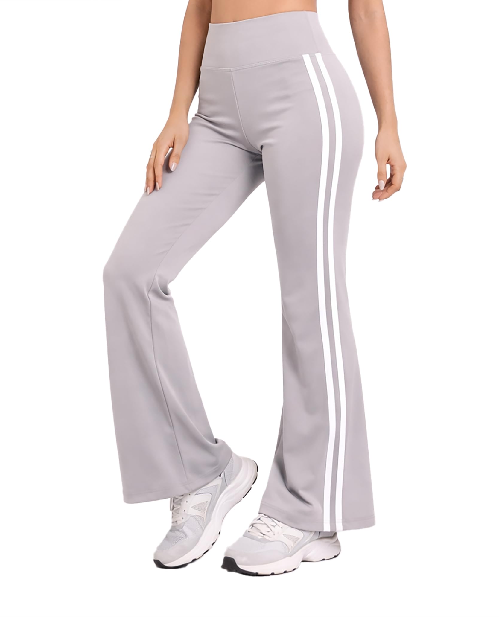 High Waist Flare Gym Pants for Women’s with Stripes – Premium Stretch Bootcut Flared Leggings |Yoga Pants |Gym & Lounge Activewear| Gym Tights Women