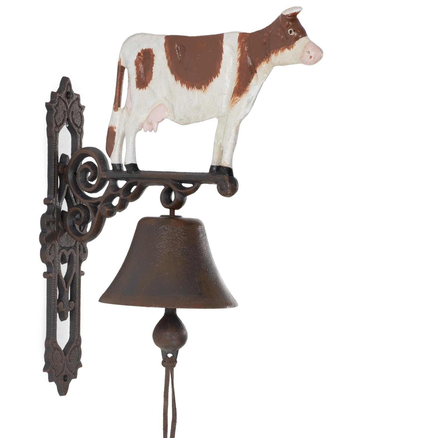 Moritz - Campana de Pared de Hierro Fundido, diseño de Vaca, Color marrón y Blanco