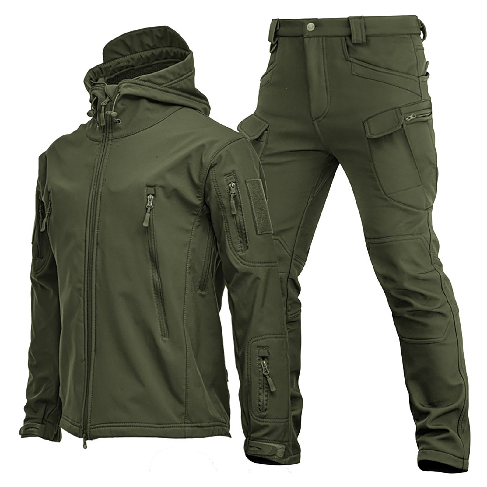 Traje táctico militar de 2 piezas para hombre, chaqueta softshell y pantalones impermeables de caza