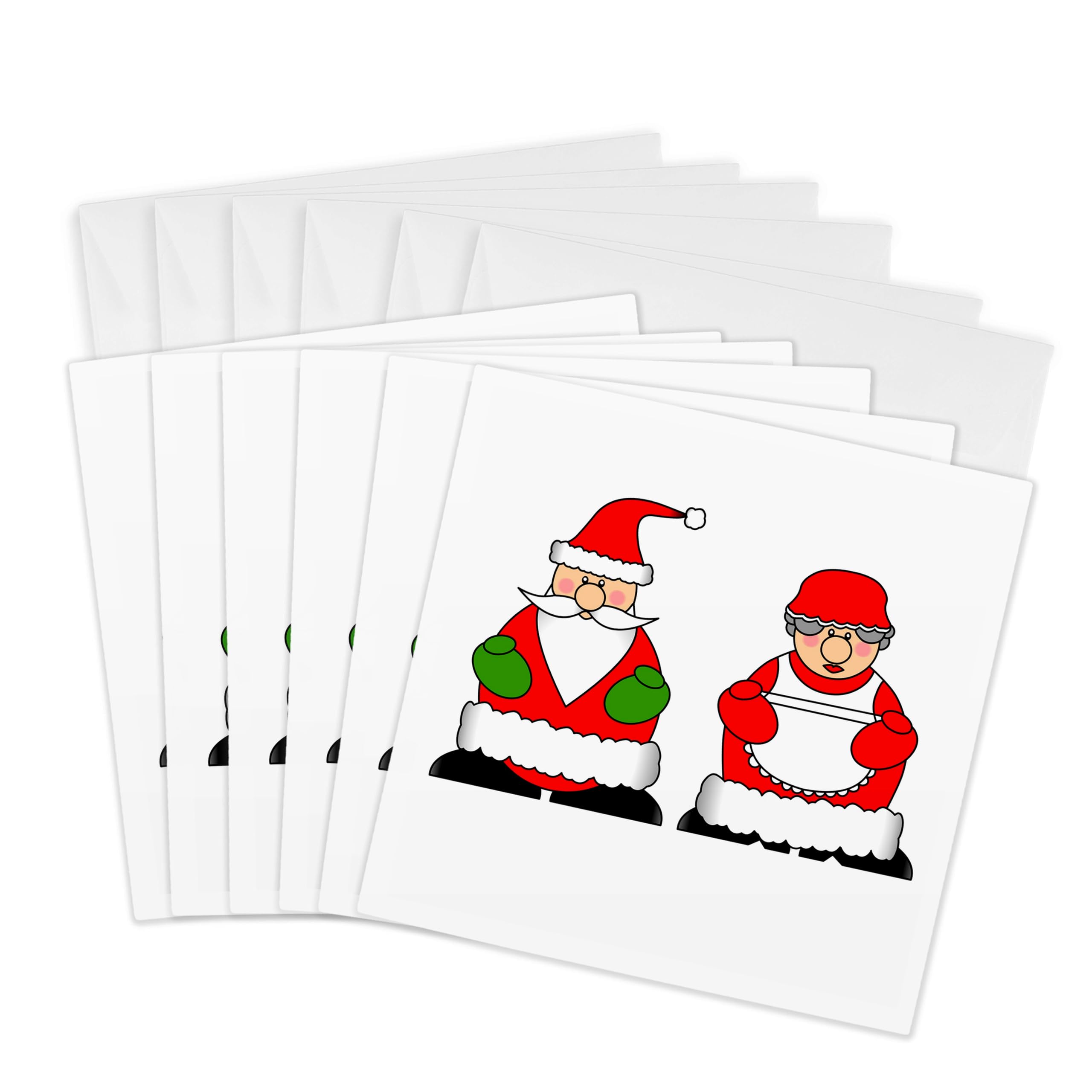 3dRose gc_6329_1 6 x 6-Inch "Cute Jolly Santa and Mrs Claus" Greeting Card (Pack of 6)