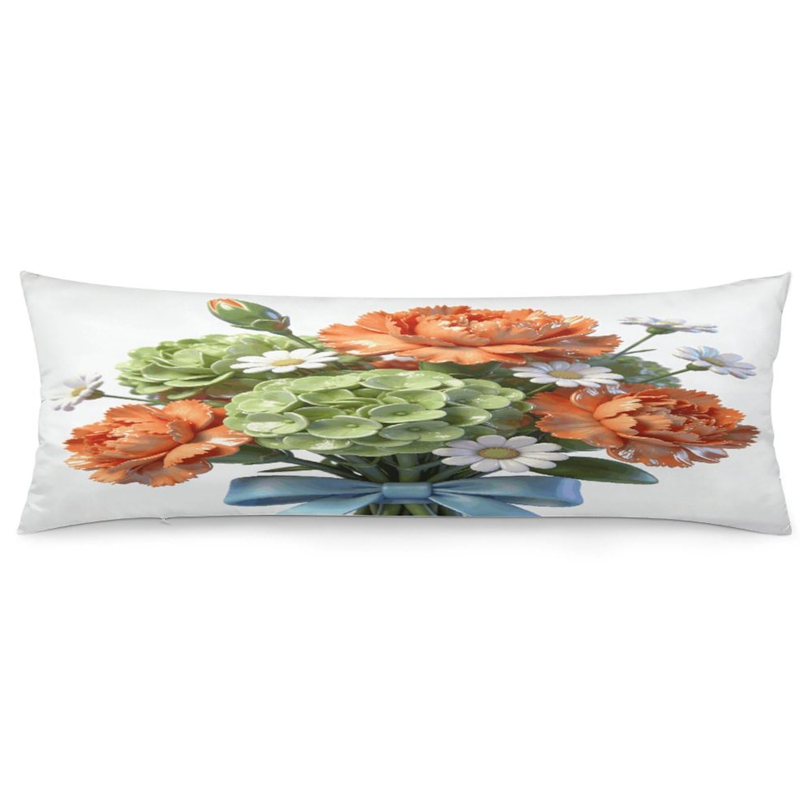 Flower Cluster Pillowcase Long Body Pillow Cover Soft Decorative Body Pillow Case Breathable Large Pillowcase Cute Cozy Pillow Protector for Bed Sofa Couch Room 18.9 X 53 Inch