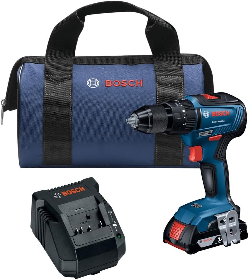 GSB18V-490B12-RT Factory Reconditioned 18V EC Brushless 1/2 In. Hammer Drill/Driver Kit with (1) 2.0 Ah SlimPack Battery