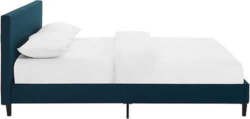 Miniatura 4 de Modway Cama de plataforma tapizada Anya Azure con soporte de listones de madera, tamaño Queen