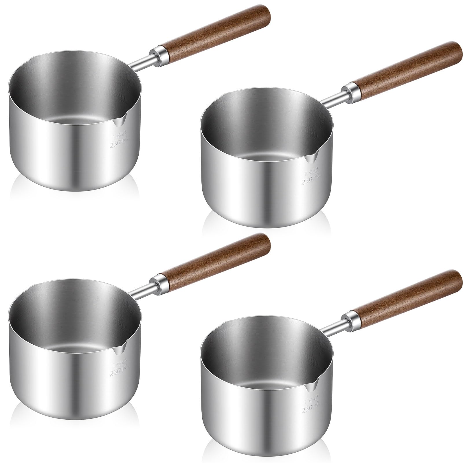 LemonRoad 4Pcs Mini Butter Warmer Pots, 8.5oz Stainless Steel Sauce Pans