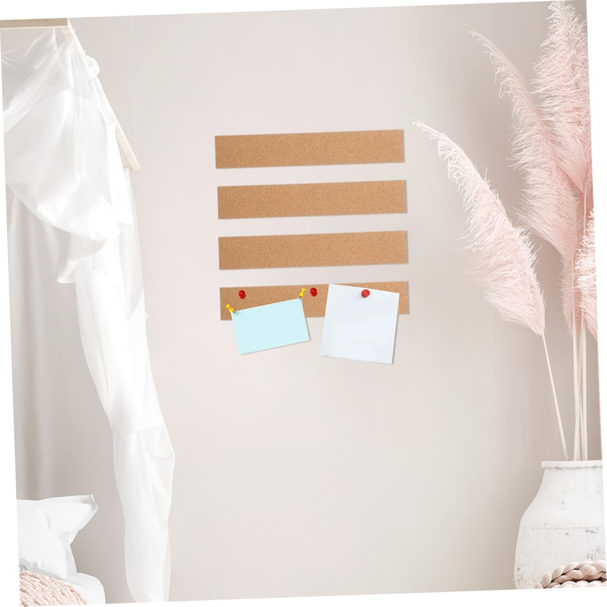 VILLCASE 10pcs Self-Adhesive Board Strips for Walls for Home Office and School Bulletin Displays Easy Installation Cork Strips for Notes and Photos