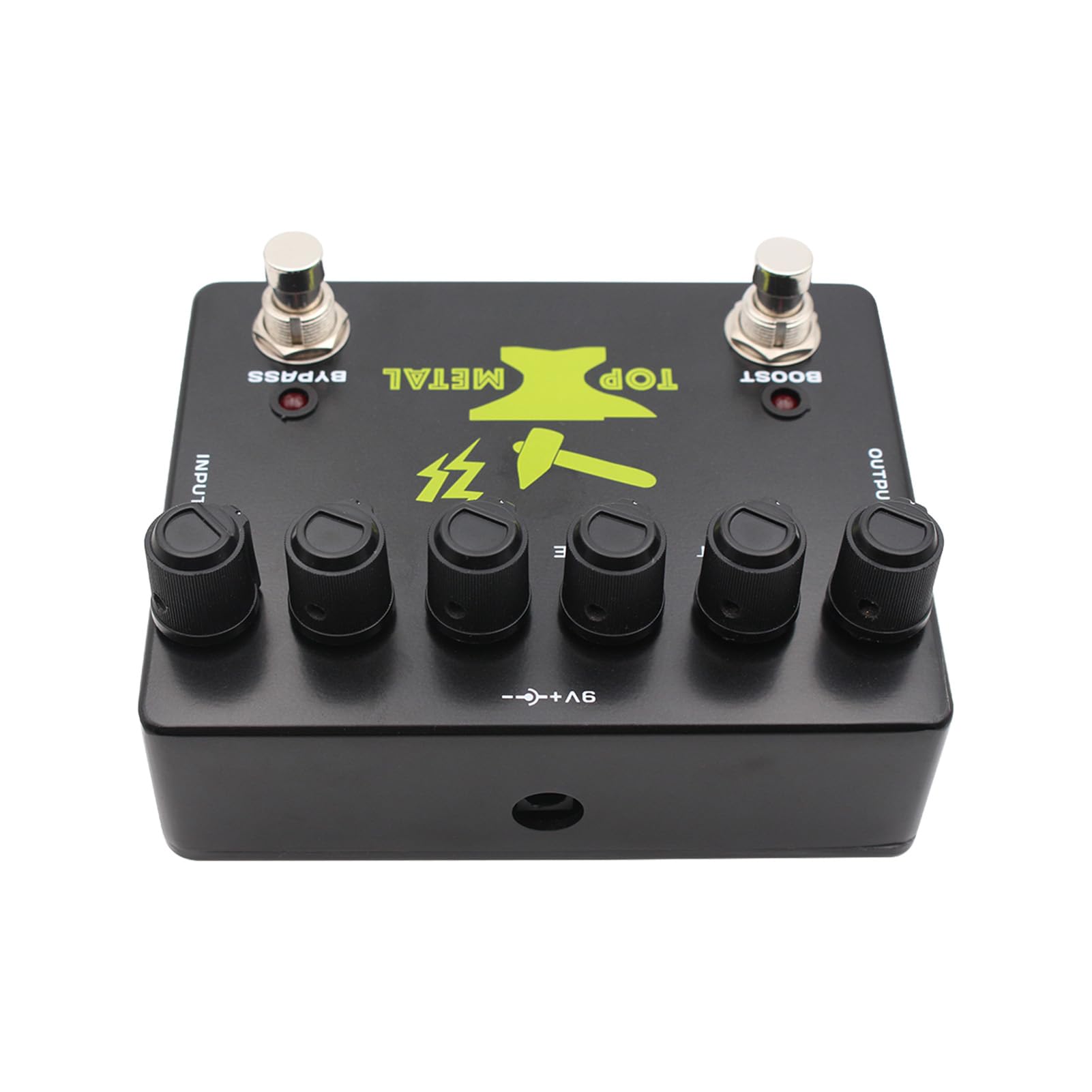 Pedal de Guitarra de Metal de Refuerzo Booster de Tono de Metal de Boost Metal, Stompbox de Efectos de Metal Pesado con un Enfoque Medio EQ de 3 Bandas para Graves de Distorsión