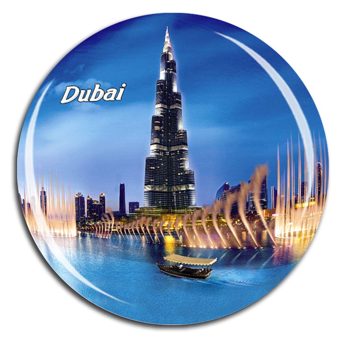 Weekino Clear With Multicolored Elements The Dubai Fountain Burj Khalifa Dubai Uae Asia Fridge Magnet 3D Crystal Glass Tourist City Travel Souvenir Collection Gift Strong Refrigerator Sticker
