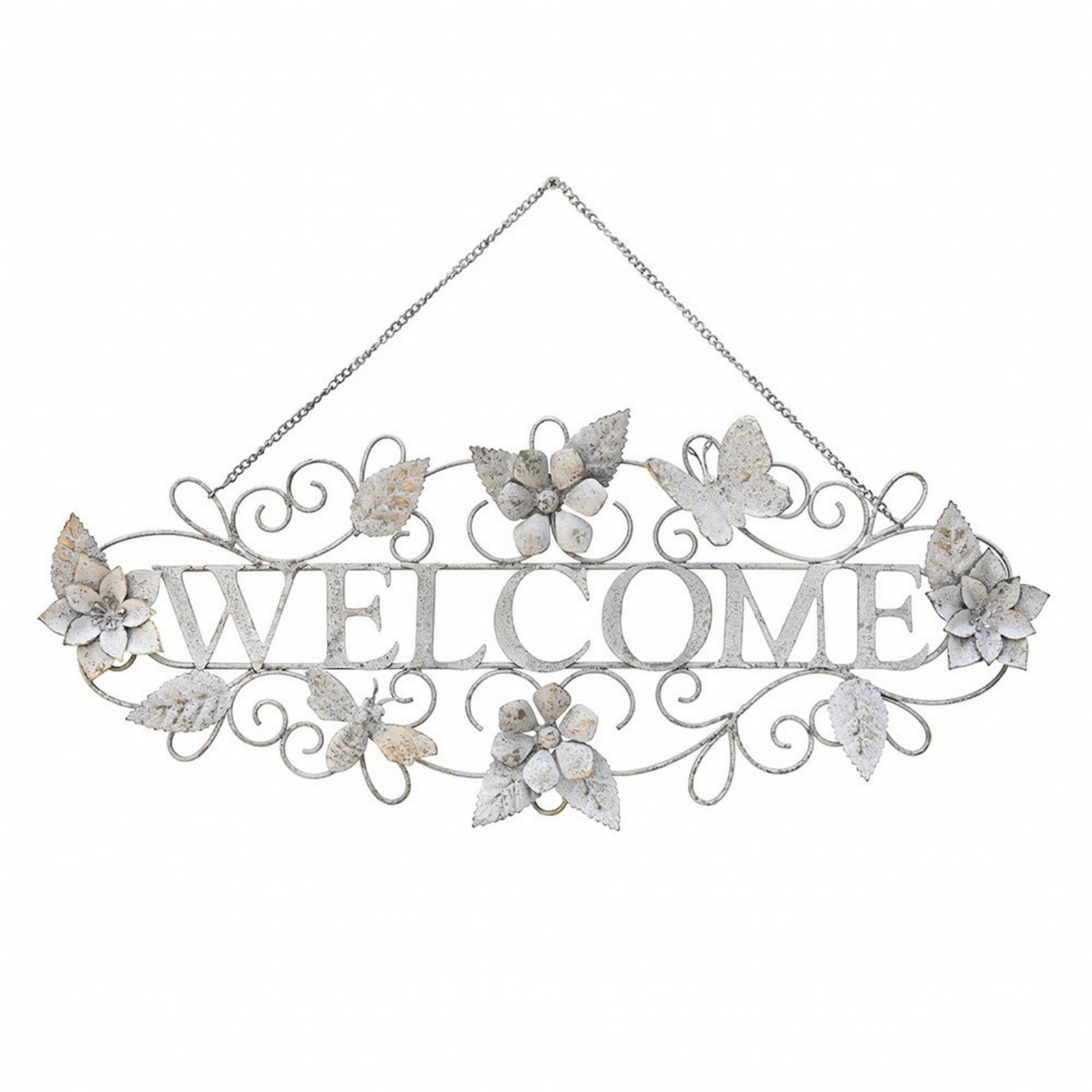 Cllo di Benvenuto Durevole | Decorativo, placca da Parete, Rustico, Decorazione, per Ingresso, Giardino, Bianco